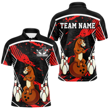 Load image into Gallery viewer, Custom Red Funny Horse Bowling Tournament Jersey for Men Bowling Team Shirts Polo &amp; 1/4 Zip HNT180