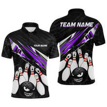 Load image into Gallery viewer, Custom Purple Funny Bowling Jersey for Men Bowling Uniform Polo &amp; 1/4 Zip Bowling Team Shirts HNT128