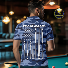 Load image into Gallery viewer, Custom Blue Camo 8 Ball Billiard Shirts for Men Billiard League Billiard Team Shirts NNT106