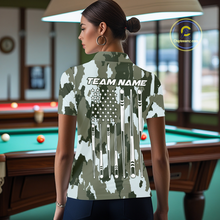 Load image into Gallery viewer, Custom Green Camo 8 Ball Billiard Shirts for Women Billiard League Billiard Team Shirts NNT106