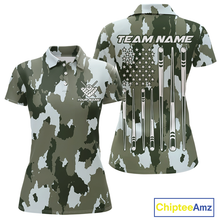 Load image into Gallery viewer, Custom Green Camo 8 Ball Billiard Shirts for Women Billiard League Billiard Team Shirts NNT106
