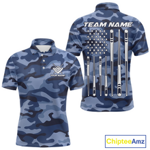 Load image into Gallery viewer, Custom Blue Camo 8 Ball Billiard Shirts for Men Billiard League Billiard Team Shirts NNT106