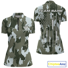 Load image into Gallery viewer, Custom Green Camo 8 Ball Billiard Shirts for Women Billiard League Billiard Team Shirts NNT106