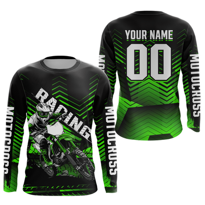 Custom Green Motocross Jersey Racing for Kid Men Women MX Dirt Bike Shirts UPF30+ DNT46