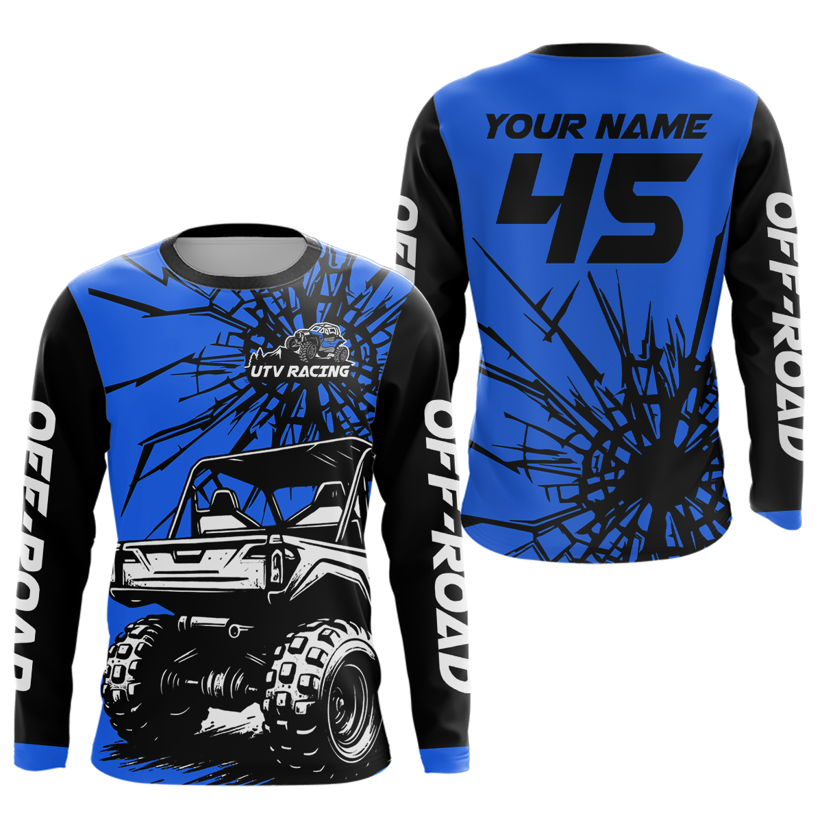 Personalized Blue UTV Motocross Shirt Kid Men Women UPF30+ Off-Road UTV Racing Jersey DNT31