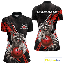 Load image into Gallery viewer, Custom Red Raccoon Bowling Jersey for Women Bowling Team Shirts Bowling Polo &amp; 1/4 Zip HNT254