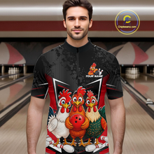 Load image into Gallery viewer, Red Funny Three Chicken Bowling Jersey for Men Bowling League Bowling Team Shirts HN287