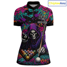 Load image into Gallery viewer, Custom Graffiti Grim Reaper 8 Ball Billiard Shirt for Women Billiard Team Jersey Billiard League NNT186