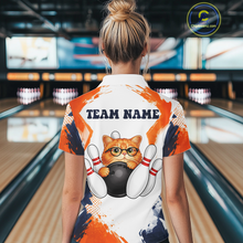 Load image into Gallery viewer, Custom Funny Cat Bowling Jersey for Women Bowling Team Shirts Bowling League Polo &amp; 1/4 Zip HNT186