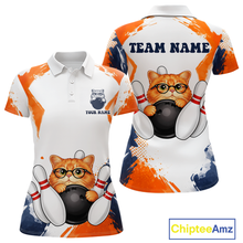 Load image into Gallery viewer, Custom Funny Cat Bowling Jersey for Women Bowling Team Shirts Bowling League Polo &amp; 1/4 Zip HNT186