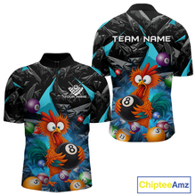 Load image into Gallery viewer, Custom Funny Turquoise Chicken 8 Ball Pool Billiard Shirt for Men Polo &amp; 1/4 Zip, Billiard Team Jerseys NNT148