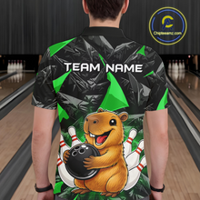 Load image into Gallery viewer, Custom Green Capybara Bowling Jersey for Men Bowling Team Shirts Bowling Polo &amp; 1/4 Zip HNT255