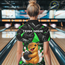 Load image into Gallery viewer, Custom Green Capybara Bowling Jersey for Women Bowling Team Shirts Bowling Polo &amp; 1/4 Zip HNT255