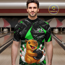 Load image into Gallery viewer, Custom Green Capybara Bowling Jersey for Men Bowling Team Shirts Bowling Polo &amp; 1/4 Zip HNT255