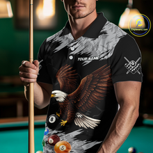 Load image into Gallery viewer, Custom Eagle 8 Ball Billiard Shirts for Men Billiard League Billiard Team Shirts Polo &amp; 1/4 Zip NNT108