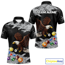 Load image into Gallery viewer, Custom Eagle 8 Ball Billiard Shirts for Men Billiard League Billiard Team Shirts Polo &amp; 1/4 Zip NNT108