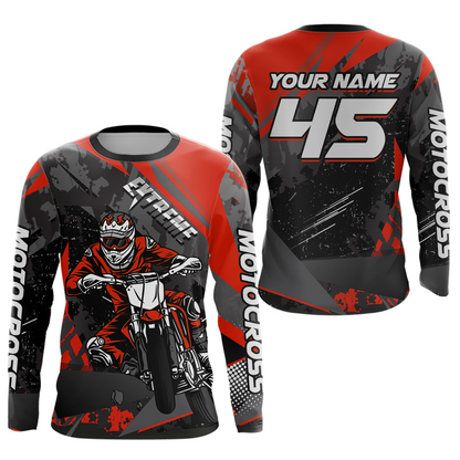 Red Youth Motocross Shirts Custom MX Racing Extreme Shirts Kid Men Women UPF30+ DNT34