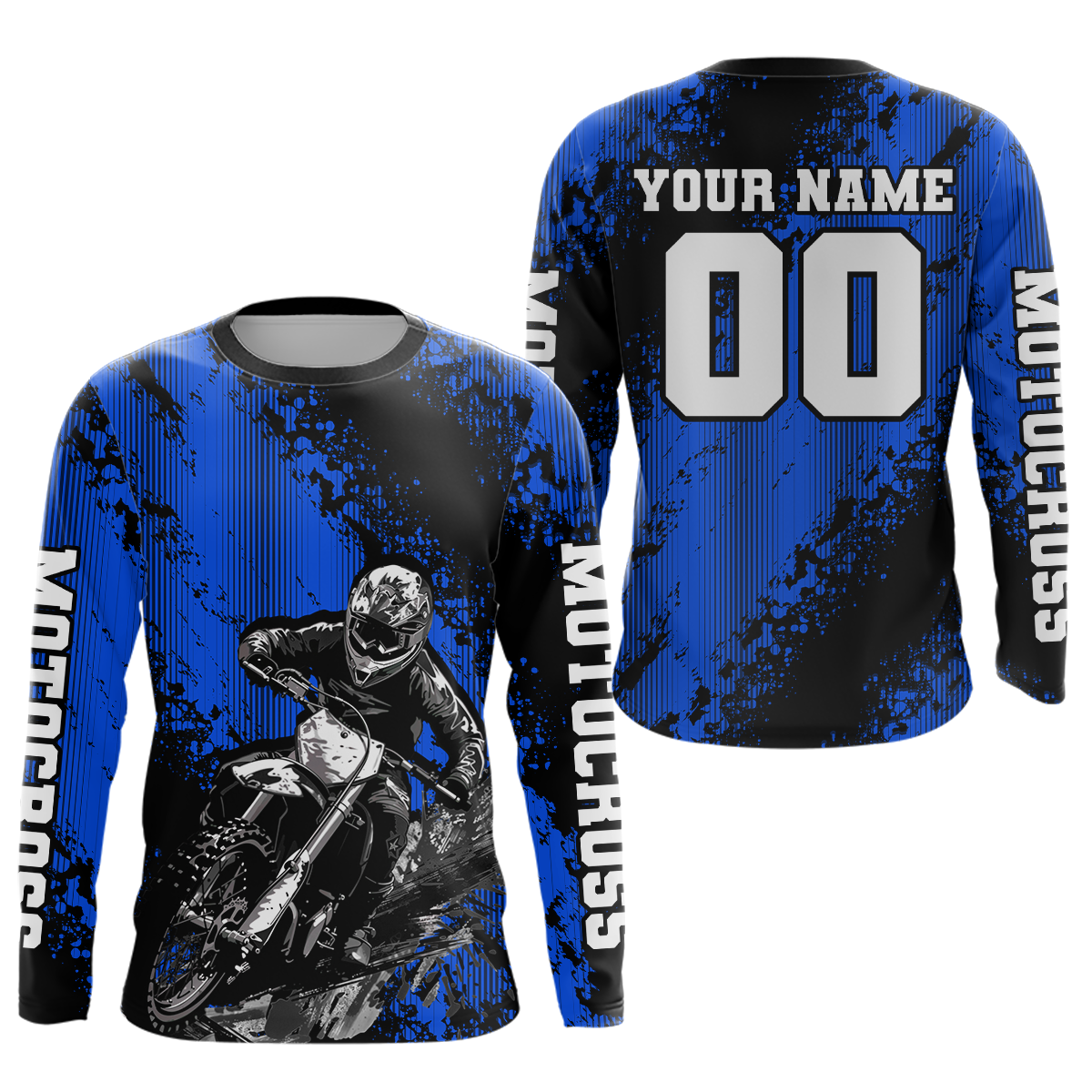 Custom Blue MX Off Road Racing Shirts Kid Men Women Youth Motocross Shirts UPF30+ DNT36