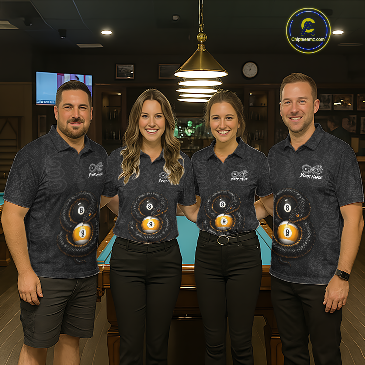 Custom Snake Yin Yang 8 Ball 9 Ball Billiard Shirt for Men Billiard Team Jersey Billiard League NNT185