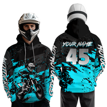 Load image into Gallery viewer, Custom Turquoise Youth Motocross Hoodie Jersey Kid Men Women Dirt Bike Motorcycle Hoodie HOT35