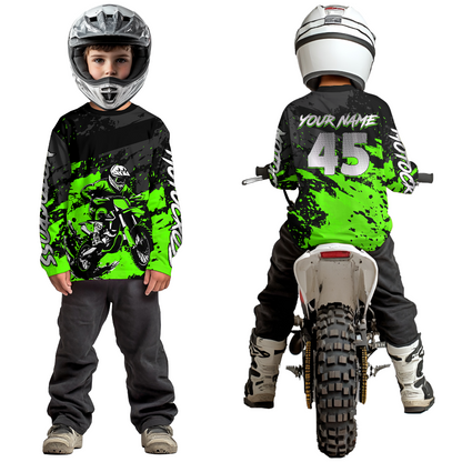 Green Youth MX Motocross Jersey Custom Motocycle Shirts Men Women Kid Motocross Shirt UPF30+ DNT40