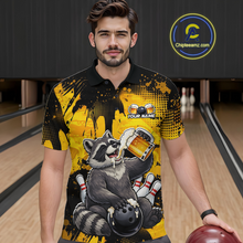 Load image into Gallery viewer, Custom Beer Raccoon Bowling Jersey for Men Bowling Polo &amp; 1/4 Zip Bowling Team Shirts HNT270