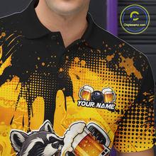 Load image into Gallery viewer, Custom Beer Raccoon Bowling Jersey for Men Bowling Polo &amp; 1/4 Zip Bowling Team Shirts HNT270