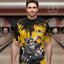 Load image into Gallery viewer, Custom Beer Raccoon Bowling Jersey for Men Bowling Polo &amp; 1/4 Zip Bowling Team Shirts HNT270