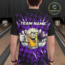 Load image into Gallery viewer, Custom Purple Funny Beer Bowling Jersey for Men Bowling Team Shirts Polo &amp; 1/4 Zip HNT187