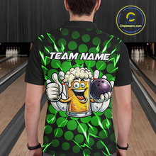 Load image into Gallery viewer, Custom Green Funny Beer Bowling Jersey for Men Bowling Team Shirts Polo &amp; 1/4 Zip HNT187