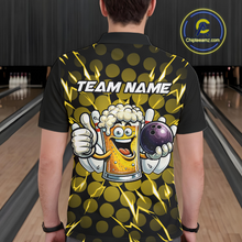 Load image into Gallery viewer, Custom Yellow Funny Beer Bowling Jersey for Men Bowling Team Shirts Polo &amp; 1/4 Zip HNT187