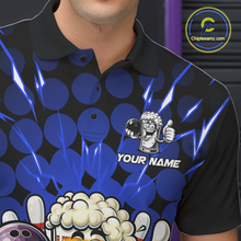 Load image into Gallery viewer, Custom Blue Funny Beer Bowling Jersey for Men Bowling Team Shirts Polo &amp; 1/4 Zip HNT187