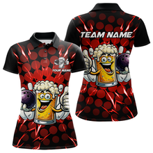Load image into Gallery viewer, Custom Red Funny Beer Bowling Jersey for Women Bowling Team Shirts Polo &amp; 1/4 Zip HNT187