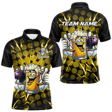 Load image into Gallery viewer, Custom Yellow Funny Beer Bowling Jersey for Men Bowling Team Shirts Polo &amp; 1/4 Zip HNT187
