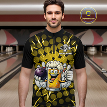 Load image into Gallery viewer, Custom Yellow Funny Beer Bowling Jersey for Men Bowling Team Shirts Polo &amp; 1/4 Zip HNT187