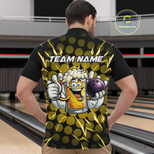 Load image into Gallery viewer, Custom Yellow Funny Beer Bowling Jersey for Men Bowling Team Shirts Polo &amp; 1/4 Zip HNT187