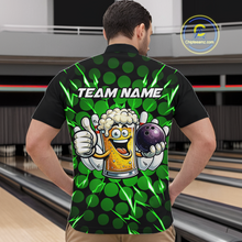 Load image into Gallery viewer, Custom Green Funny Beer Bowling Jersey for Men Bowling Team Shirts Polo &amp; 1/4 Zip HNT187