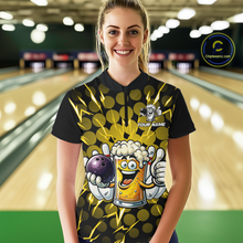 Load image into Gallery viewer, Custom Yellow Funny Beer Bowling Jersey for Women Bowling Team Shirts Polo &amp; 1/4 Zip HNT187