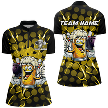Load image into Gallery viewer, Custom Yellow Funny Beer Bowling Jersey for Women Bowling Team Shirts Polo &amp; 1/4 Zip HNT187