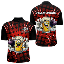 Load image into Gallery viewer, Custom Red Funny Beer Bowling Jersey for Men Bowling Team Shirts Polo &amp; 1/4 Zip HNT187
