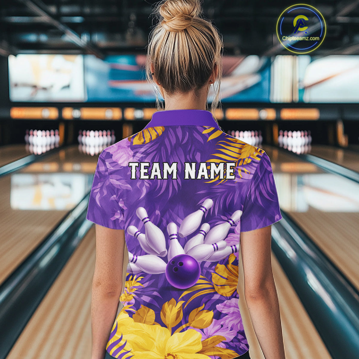 Custom Flowers Bowling Jersey for Women Polo & 1/4 Zip Bowling Team Shirts Bowling League HNT213