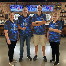 Load image into Gallery viewer, Custom Blue Lightning Thunder Skull Dart Shirts For Women Darts Team Jerseys Polo &amp; 1/4 Zip NNT135