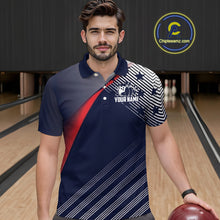 Load image into Gallery viewer, Custom US Flag Bowling Jersey for Men Bowling Team Shirts Bowling Uniform Polo &amp; 1/4 Zip HNT165