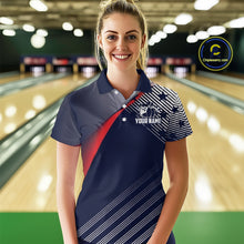 Load image into Gallery viewer, Custom US Flag Bowling Jersey for Women Bowling Team Shirts Bowling Uniform Polo &amp; 1/4 Zip HNT165
