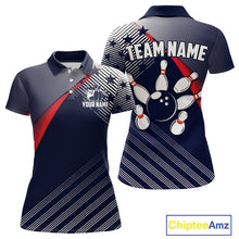 Load image into Gallery viewer, Custom US Flag Bowling Jersey for Women Bowling Team Shirts Bowling Uniform Polo &amp; 1/4 Zip HNT165