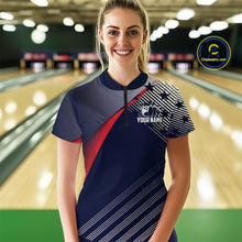 Load image into Gallery viewer, Custom US Flag Bowling Jersey for Women Bowling Team Shirts Bowling Uniform Polo &amp; 1/4 Zip HNT165