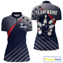 Load image into Gallery viewer, Custom US Flag Bowling Jersey for Women Bowling Team Shirts Bowling Uniform Polo &amp; 1/4 Zip HNT165