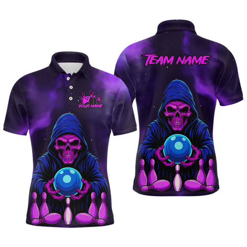 Custom Purple Grim Reaper Bowling Jersey for Men Bowling Team Shirts Polo & 1/4 Zip HNT132
