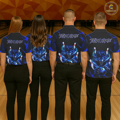 Custom Thunder Wolf Bowling Jersey for Men Bowling Uniform Polo &1/4 Zip Bowling Team Shirts HNT250