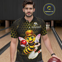 Load image into Gallery viewer, Custom Funny Bee Bowling Jersey for Men Bowling Team Shirts Bowling League Polo &amp; 1/4 Zip HNT188